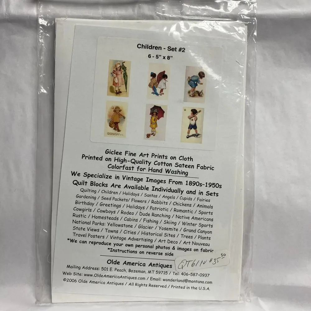 Giclee Children Set 2 Fine Art Prints On Cloth 5